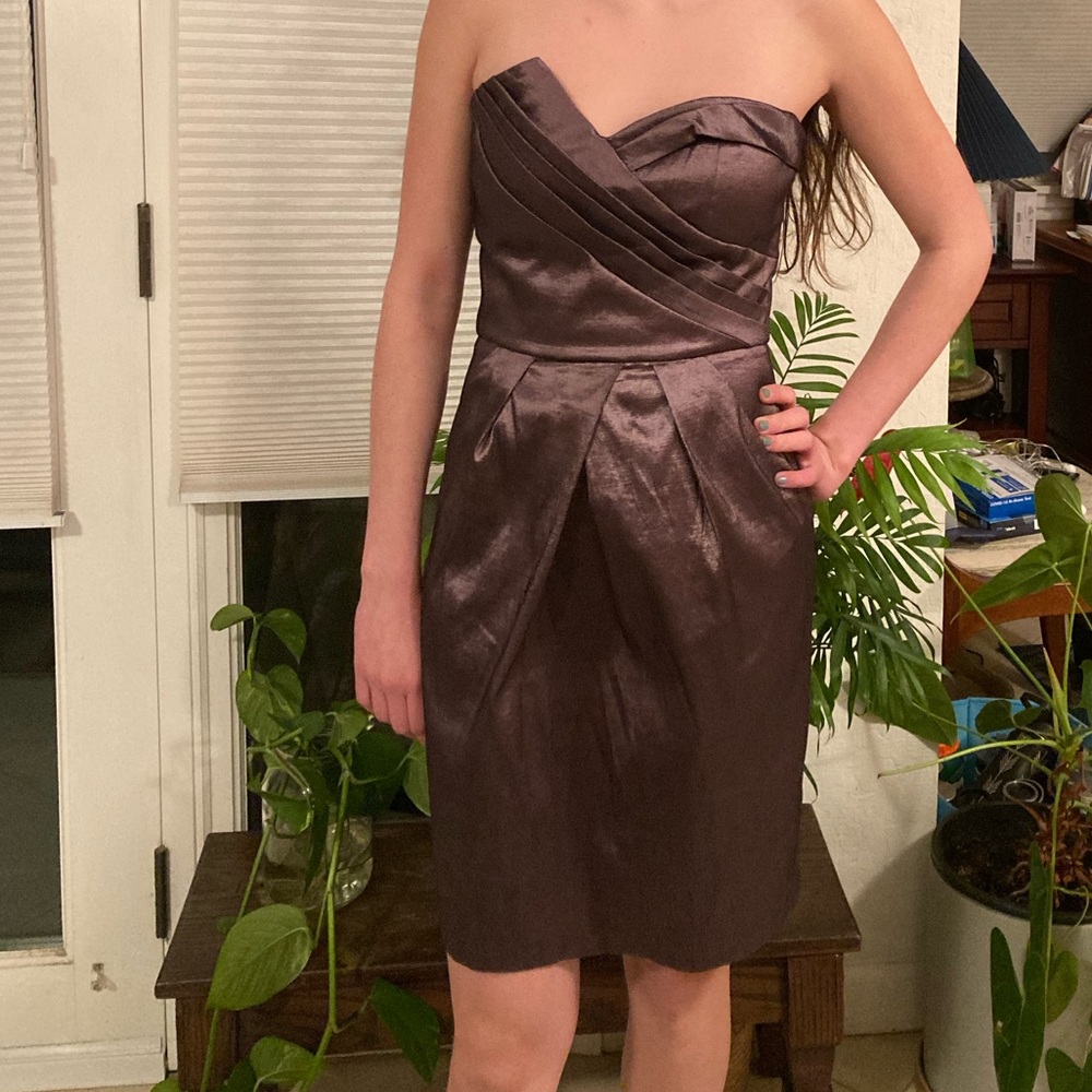 Max and Cleo - Lola plum taffeta strapless cocktail party dress. Sz 6 EUC (new?)